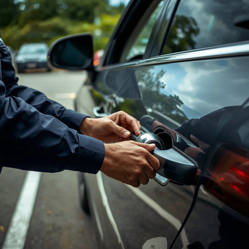 Locksmith assisting with car lockout service in North Augusta SC