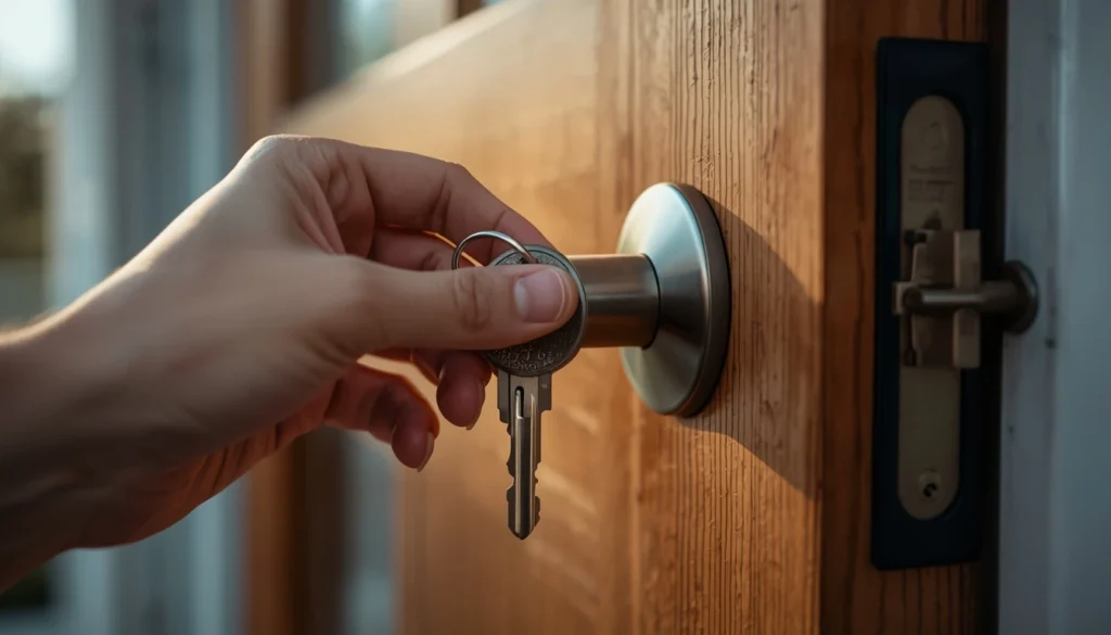 Close up of door lock during home lockout service in North Augusta South Carolina
