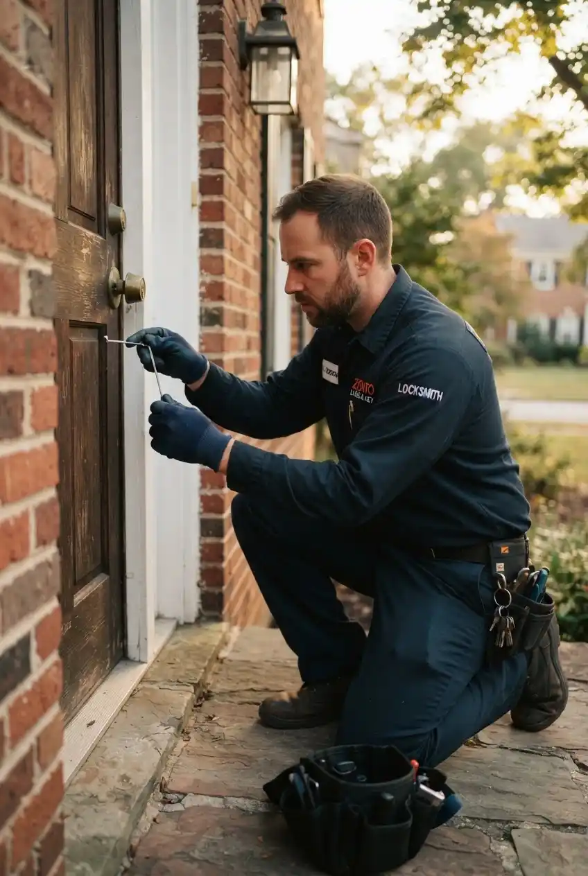 Mobile locksmith servicing an older residential door lock in Bath SC